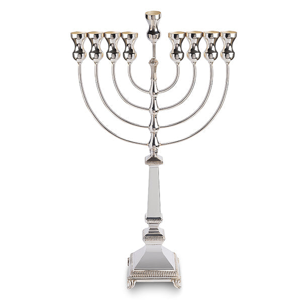 חנוכייה כסף 925 עיצוב אדריכלי בתי נרות זהב