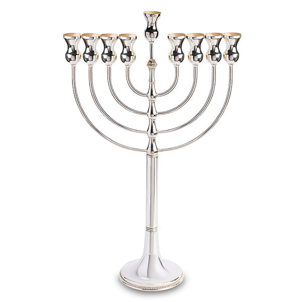 חנוכייה כסף 925 קנים מעוגלים עיצוב אלגנטי