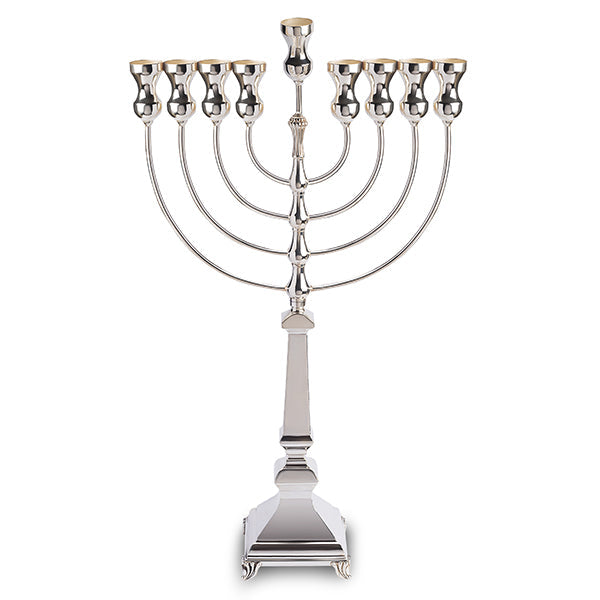 חנוכייה כסף 925 עיצוב מינימליסטי בתי נרות זהב