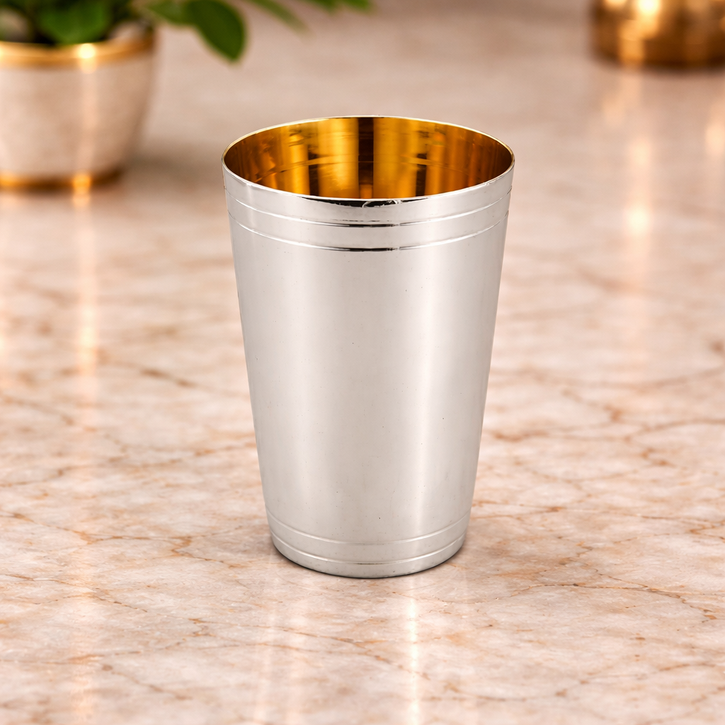 כוס קידוש כסף 925 עם פנים זהב ופסים