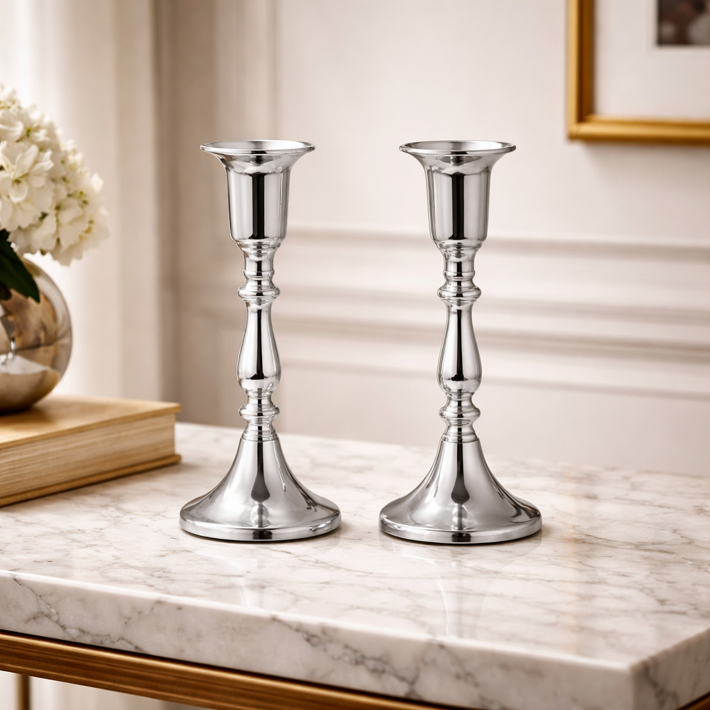 פמוטי שבת כסף 925 עיצוב נקי ומינימליסטי