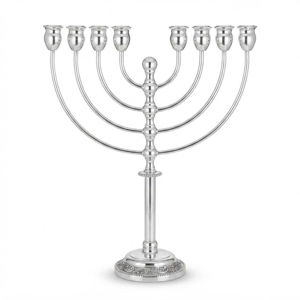חנוכייה אלעד ציפוי כסף עיצוב מסורתי