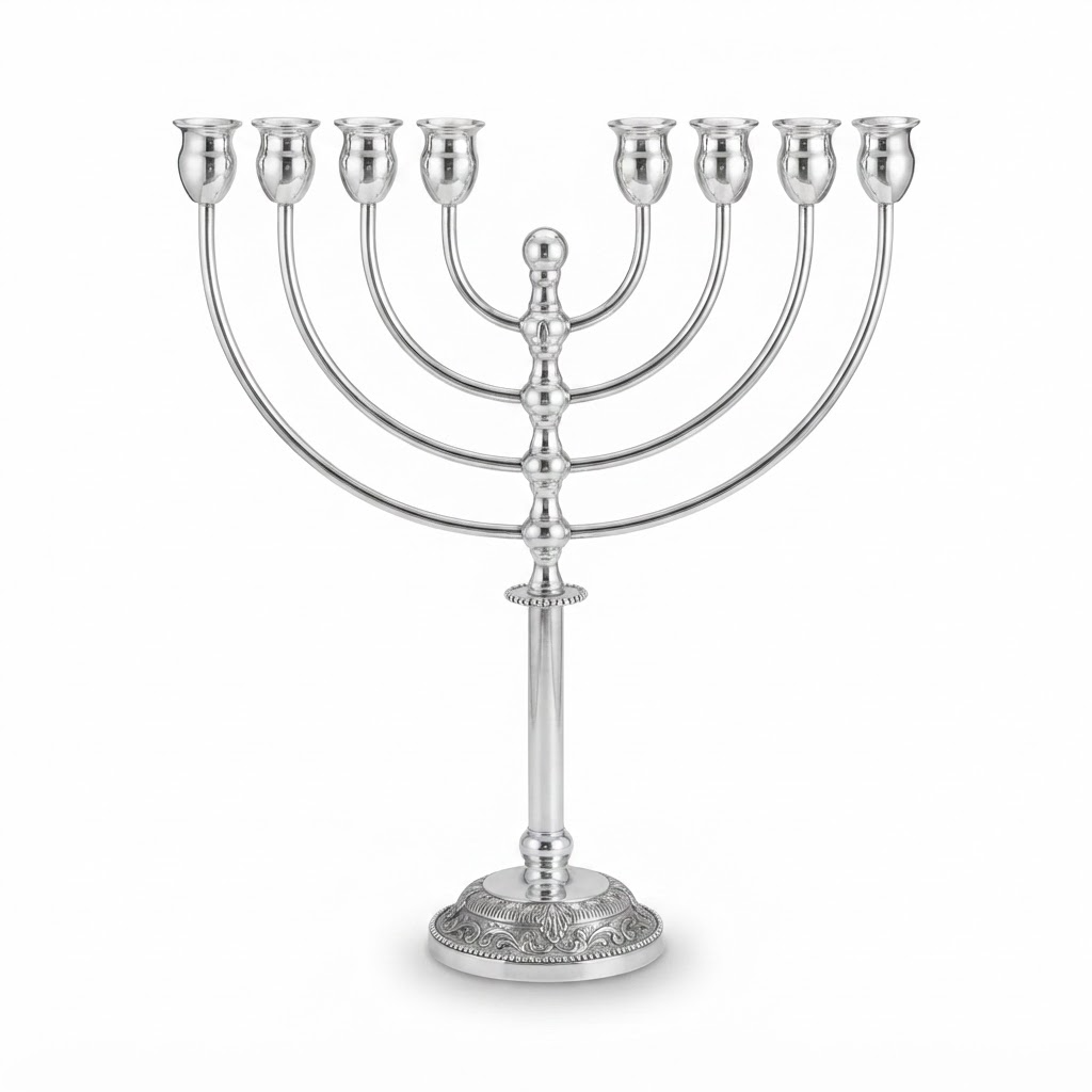 חנוכייה יריחו ציפוי כסף עיצוב מסורתי