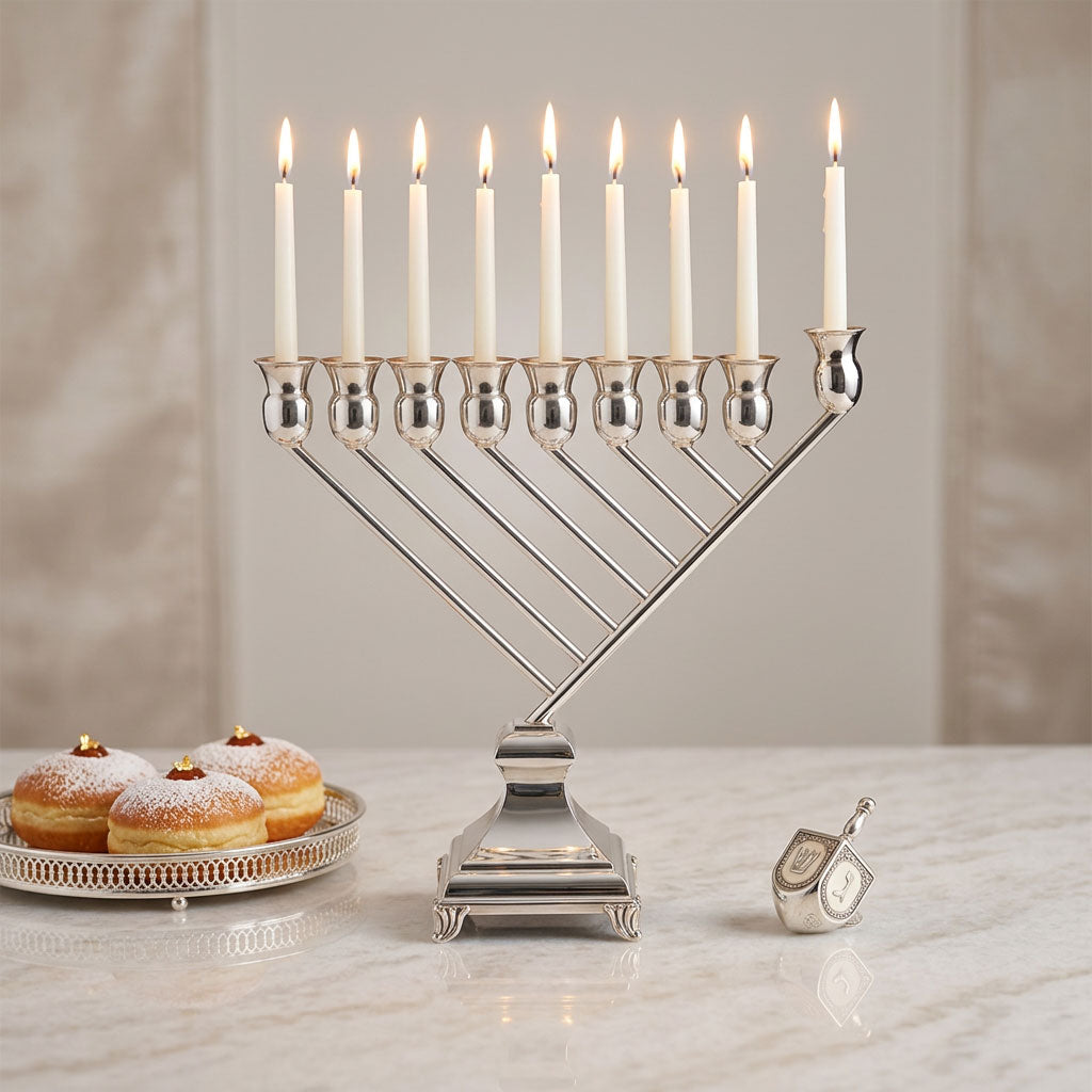 חנוכייה קלאסית כסף 925 אומנות צורפות