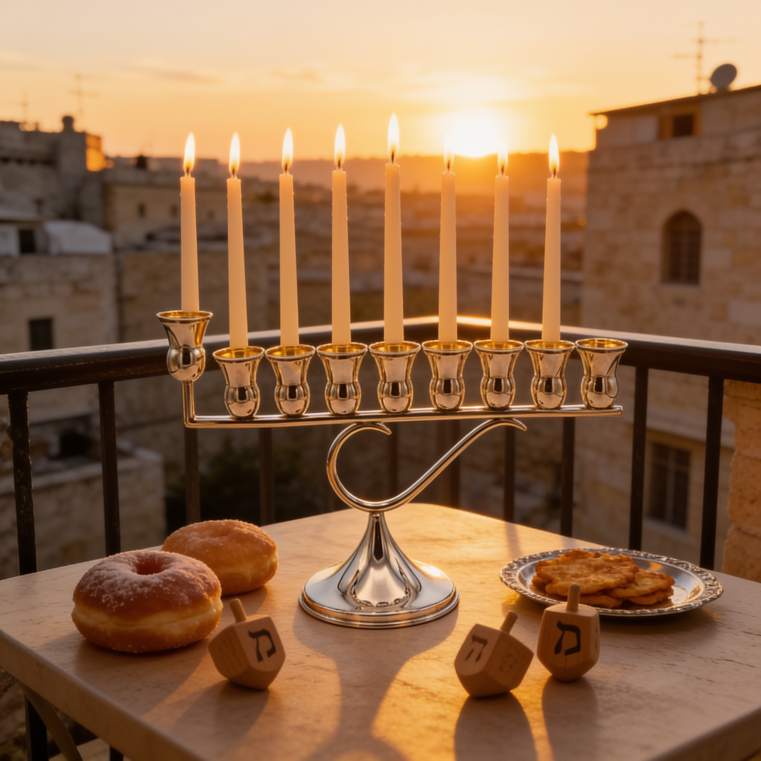 חנוכיית תמרה ציפוי כסף