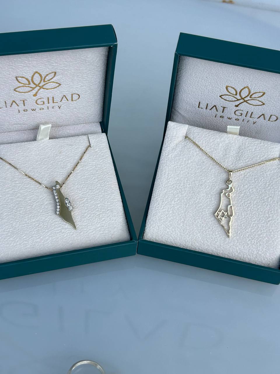 שרשרת מפת ישראל ומגן דוד בזהב 14K או 18K